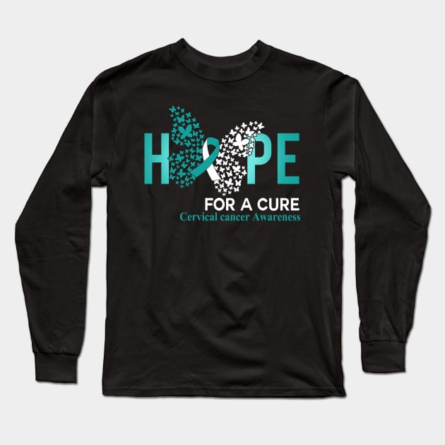 Hope For A Cure Butterfly Gift Ovarian cancer 2 Long Sleeve T-Shirt by HomerNewbergereq